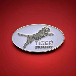 Tiger Rugby Enamel Pin Gold Tone Leaping Tiger Graphic Sports Memorabilia